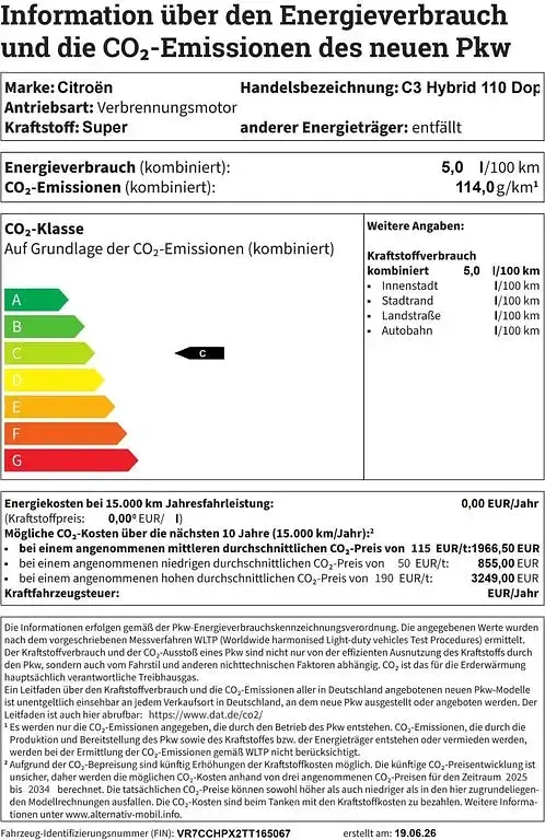 Neu Citroën C3 110 PS (80 kW) 2026 Blau SUV
