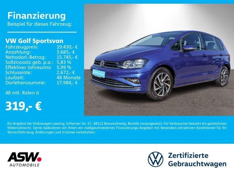 Blau Gebraucht 2018 VW Golf Sportsvan Join Van / Kleinbus | 19.430 € (Etwas zu teuer) - Bild 1/4