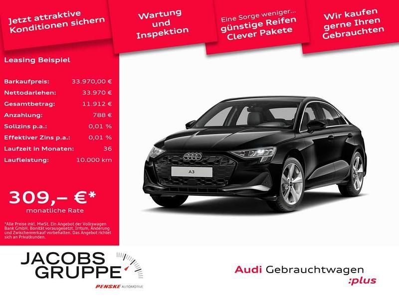 Mythosschwarz metallic Gebraucht 2025 Audi A3 Advanced Plus Limousine | 33.970 € (Guter Preis) - Bild 1/4