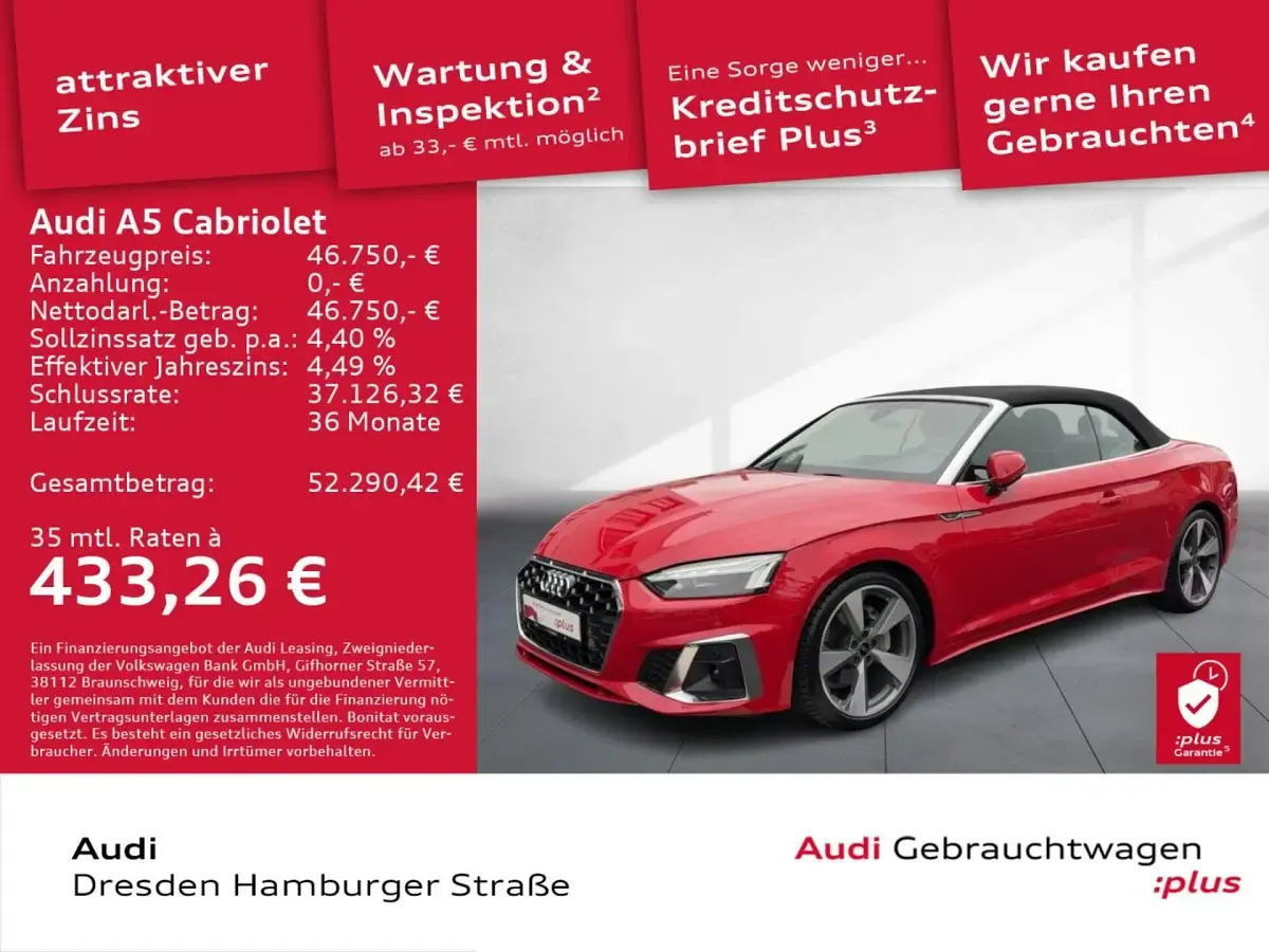 Gebraucht Audi A5 S-Line 204 PS (150 kW) 2024 Cabrio