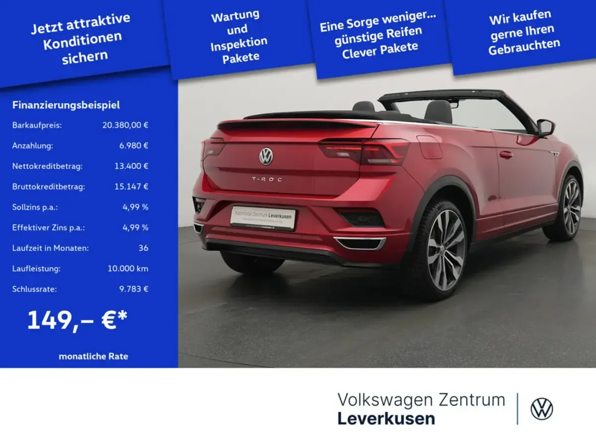 Gebraucht VW T-Roc Cabriolet R-line 150 PS (110 kW) 2020 Rot Cabrio