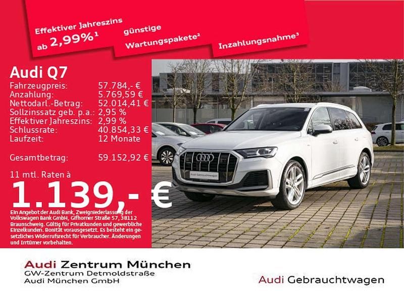 Gletscherweiß metallic Gebraucht 2022 Audi Q7 S-Line SUV | 57.784 € (Guter Preis) - Bild 1/1