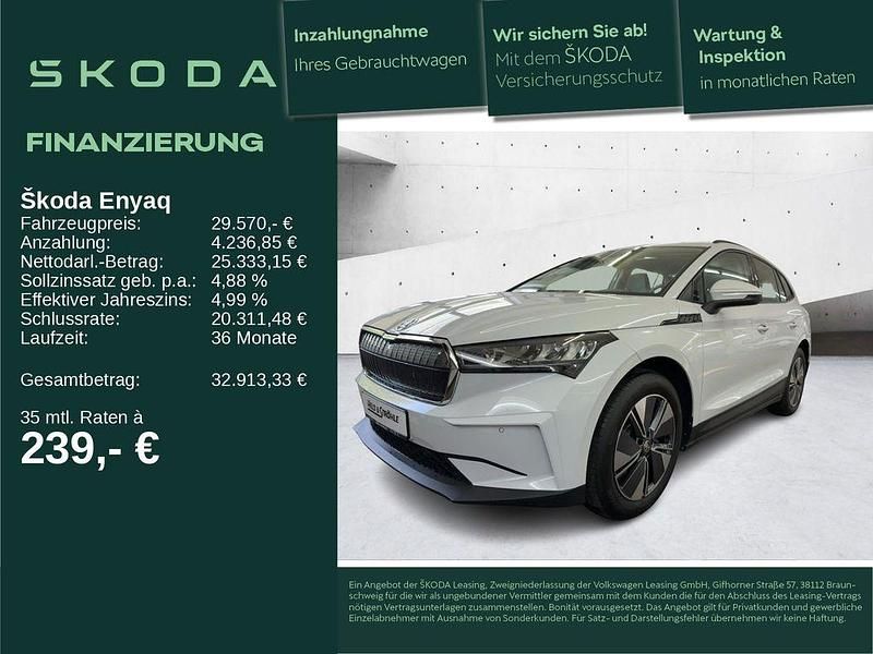Moonweiß perleffekt (metallic) Gebraucht 2023 Skoda Enyaq iV Loft SUV | 28.860 € (Guter Preis) - Bild 1/4
