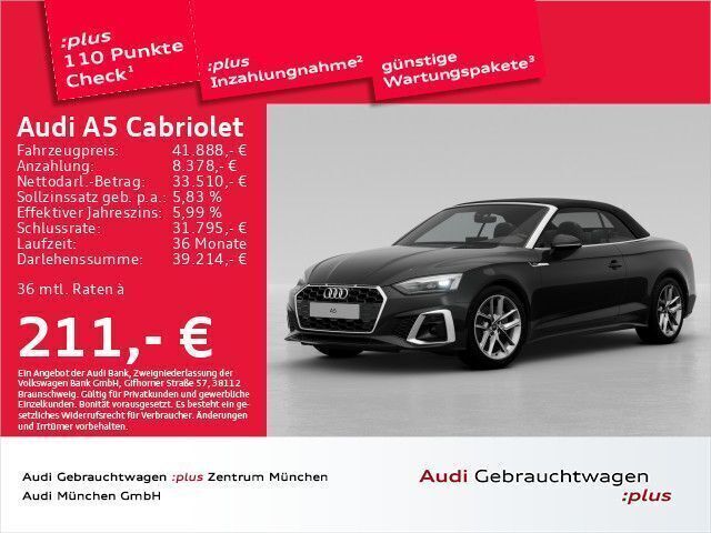 Mythosschwarz metallic Gebraucht 2024 Audi A5 Cabriolet S-Line Cabrio | 45.382 € (Guter Preis) - Bild 1/2