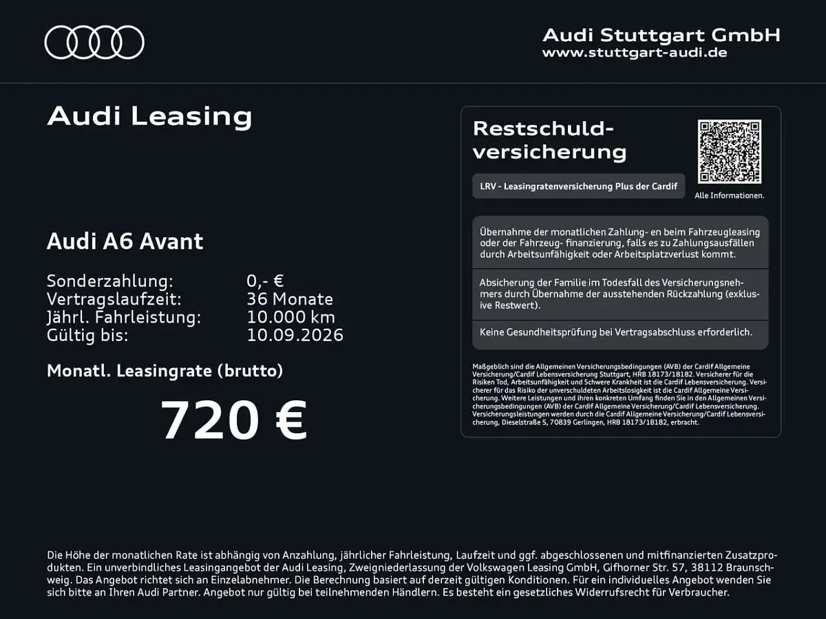 Neu Audi A6 S-Line 367 PS (269 kW) 2025 Daytonagrau perleffekt Kombi