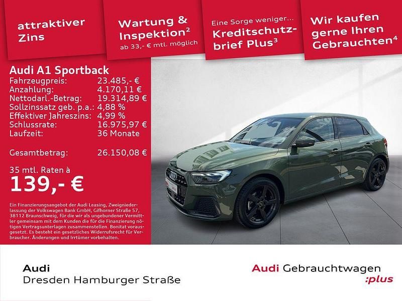 Distriktgrün metallic Gebraucht 2024 Audi A1 Sportback Advanced Plus Kleinwagen | 23.485 € (Fairer Preis) - Bild 1/3