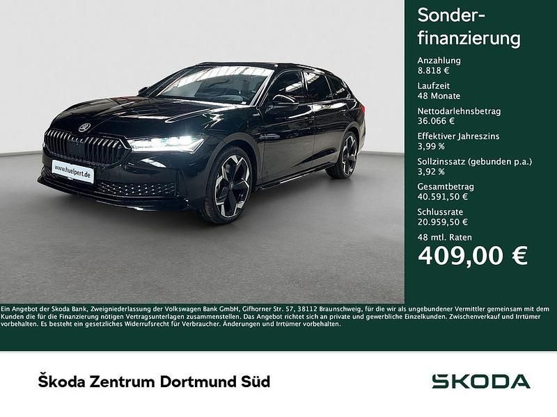 Ebony schwarz metallic Gebraucht 2025 Skoda Superb SportLine Kombi | 44.884 € - Bild 1/4