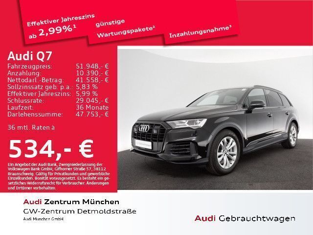 Tiefschwarz Gebraucht 2021 Audi Q7 S-Line SUV | 52.878 € (Superpreis) - Bild 1/2