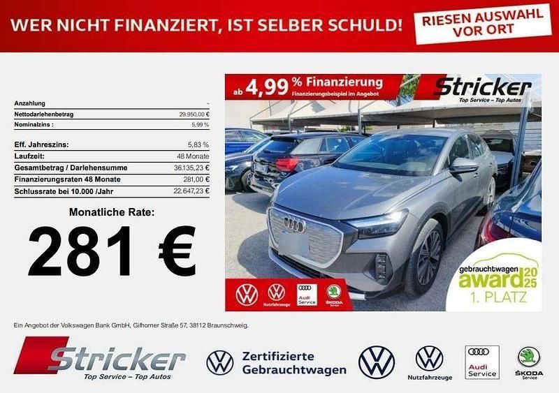 Taifungrau metallic Gebraucht 2023 Audi Q4 Sportback e-tron Performance SUV | 29.949 € (Guter Preis) - Bild 1/3