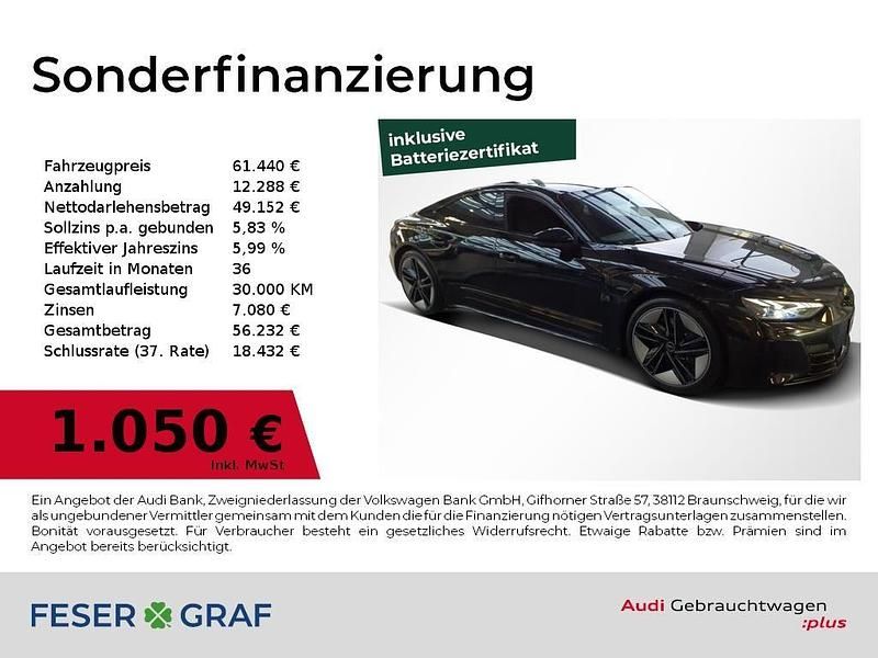 Mythosschwarz metallic Gebraucht 2023 Audi e-tron GT quattro Ambiente Limousine | 61.440 € (Fairer Preis) - Bild 1/4