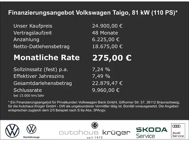 Gebraucht VW Taigo R-line 110 PS (80 kW) 2023 Schwarz SUV