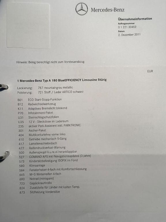 Gebraucht Mercedes A180 Avantgarde 116 PS (85 kW) 2012 Grau Van / Kleinbus