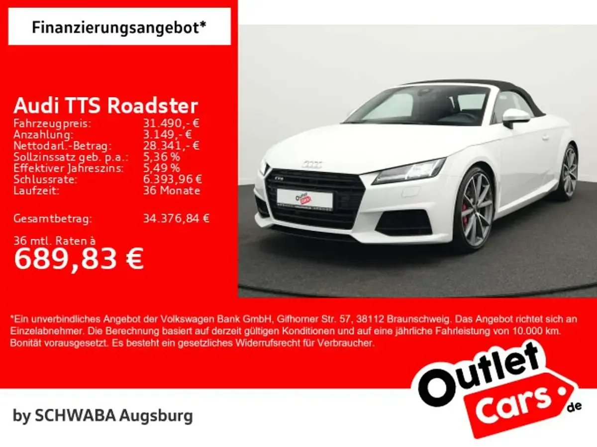Gebraucht Audi TTS 310 PS (228 kW) 2017 Gletscherweiß metallic/schwarz Cabrio
