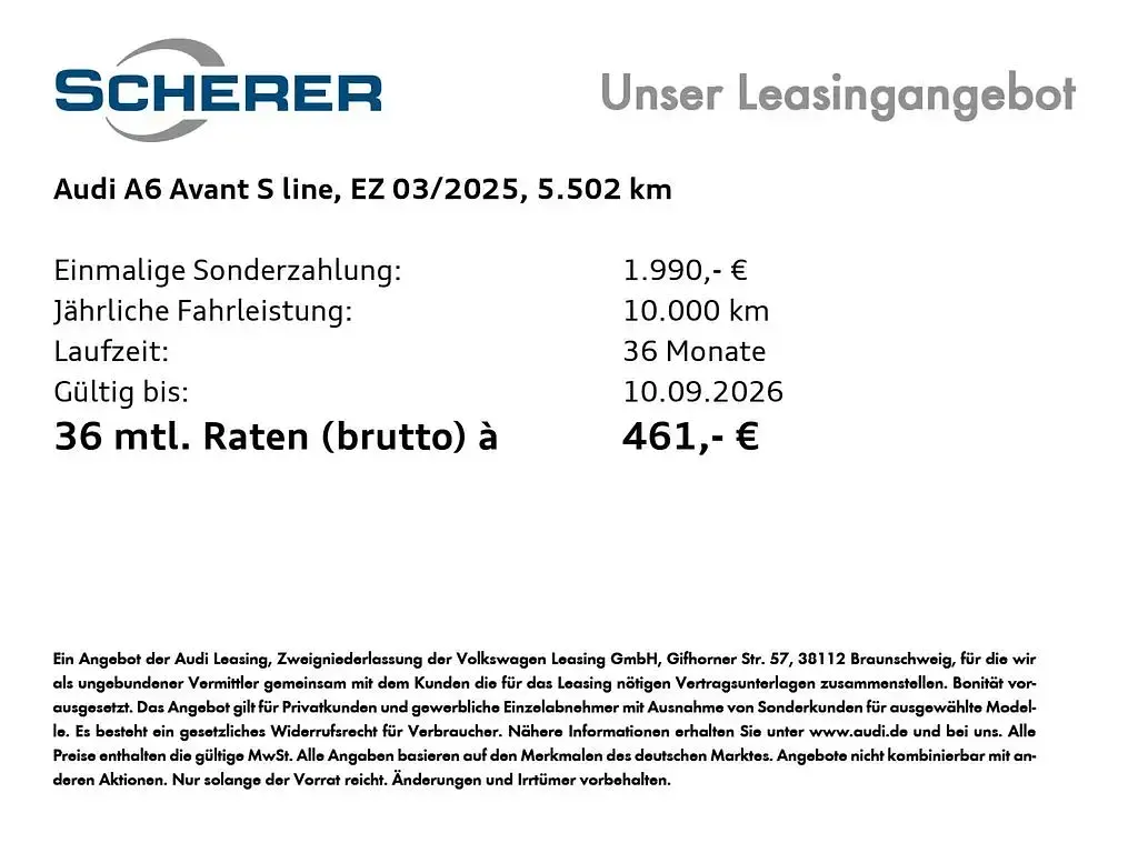 Gebraucht Audi A6 Advanced Plus 367 PS (269 kW) 2025 Mythosschwarz metallic (metallic) Kombi