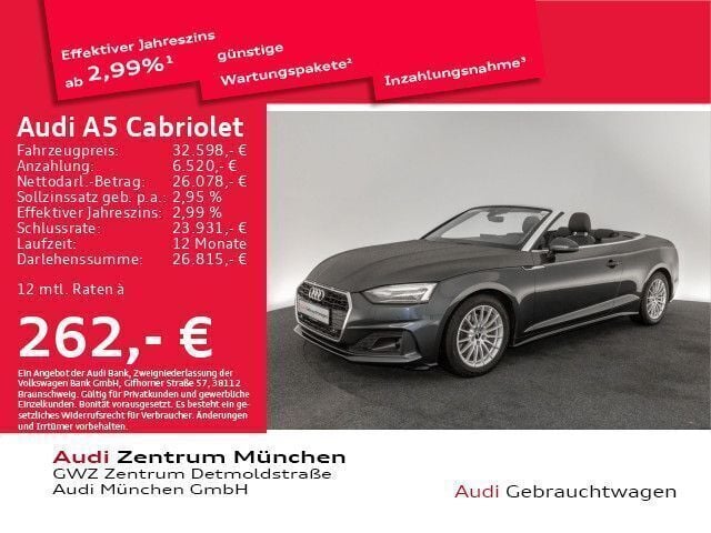 Manhattangrau metallic Gebraucht 2021 Audi A5 Cabriolet Basis Cabrio | 34.467 € (Fairer Preis) - Bild 1/2