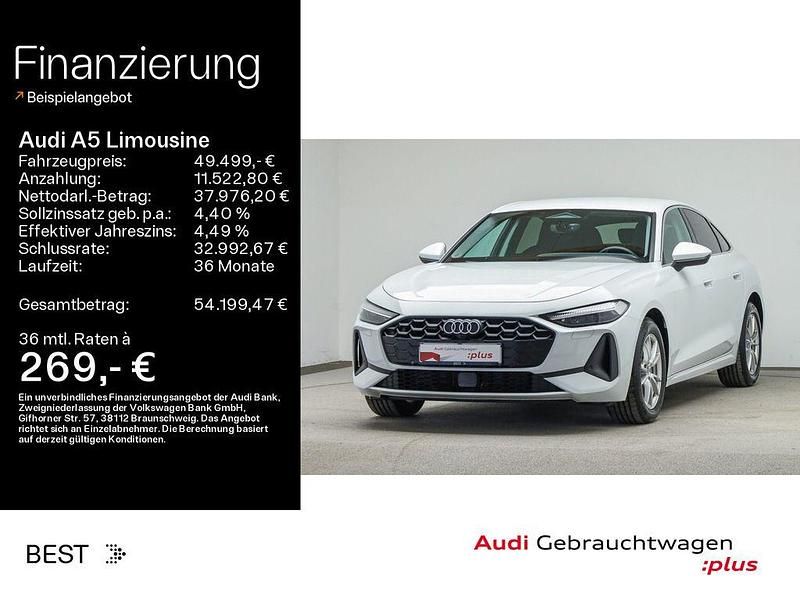 Gletscherweiß metallic Gebraucht 2025 Audi A5 Sport Limousine | 49.499 € (Etwas zu teuer) - Bild 1/4