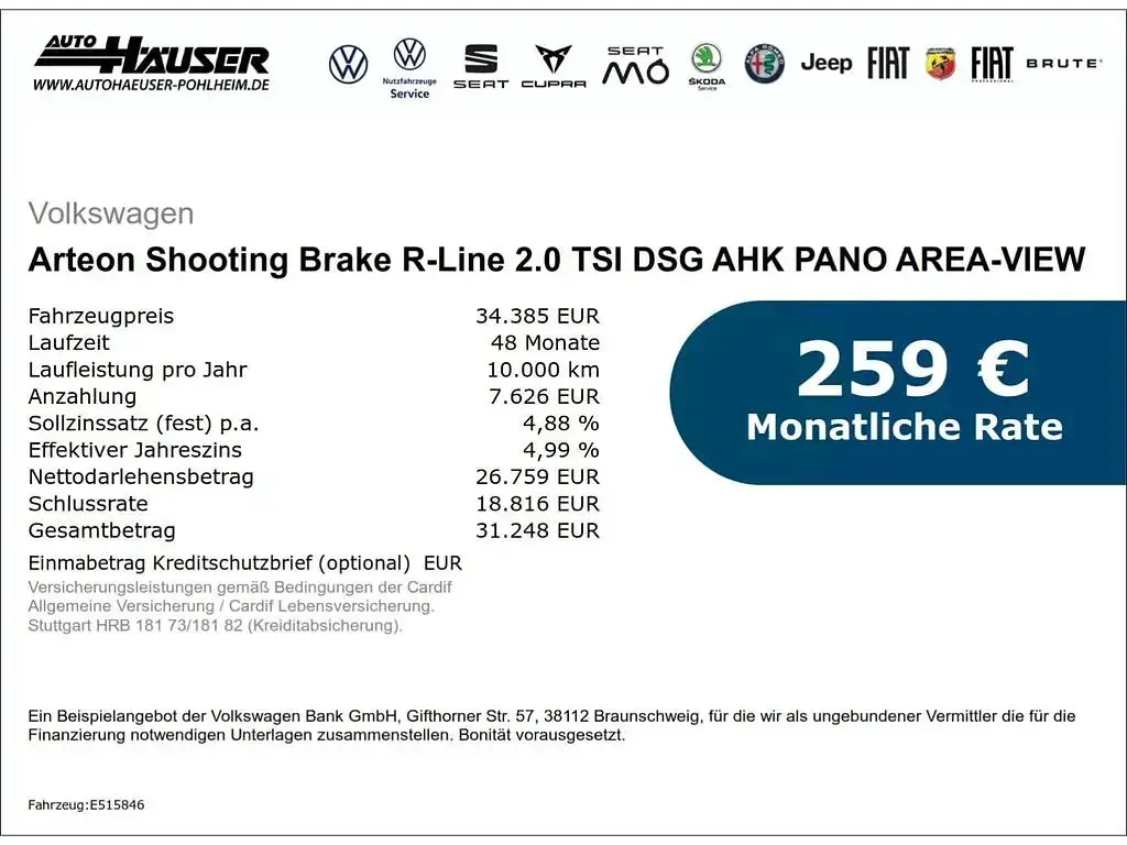 Gebraucht VW Arteon R-line 190 PS (139 kW) 2023 Deep black perleffekt Kombi