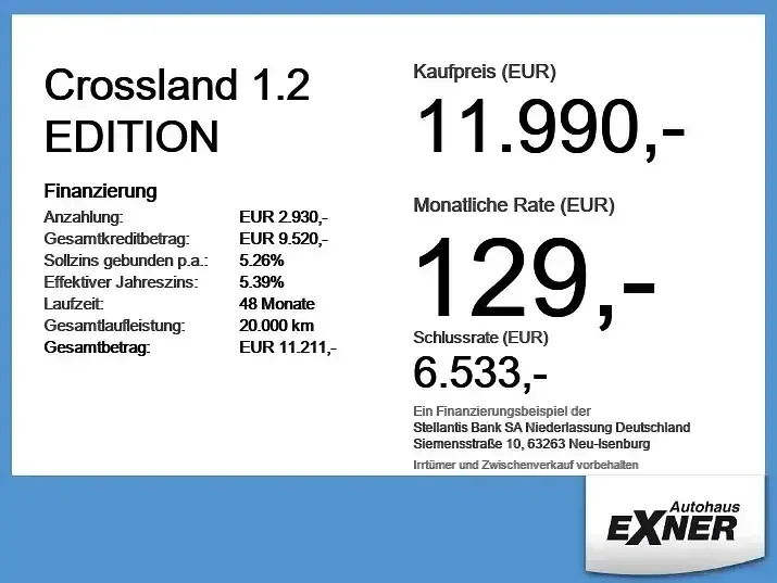 Gebraucht Opel Crossland Edition 83 PS (61 kW) 2022 Nautic blau SUV