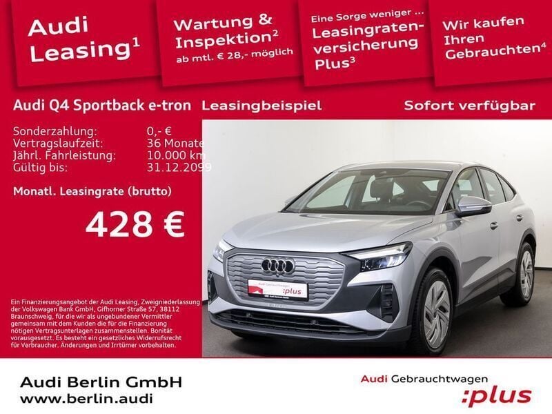 Florettsilber metallic Gebraucht 2023 Audi Q4 Sportback e-tron Comfort SUV | 28.700 € (Guter Preis) - Bild 1/3