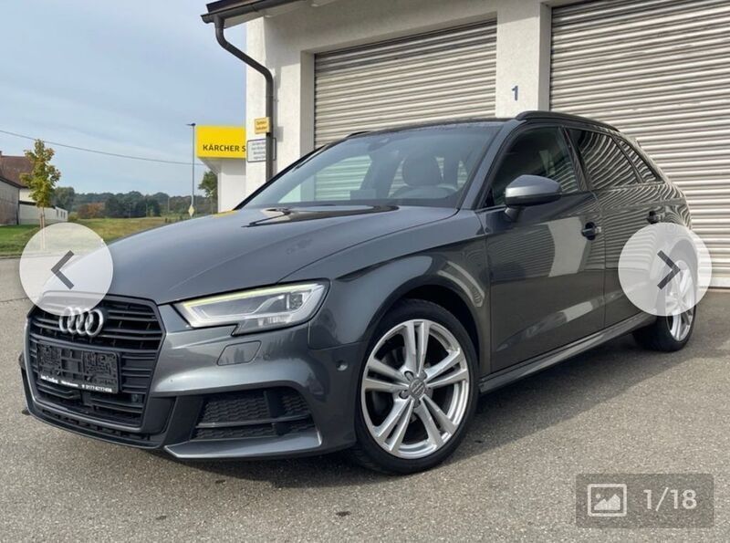Grau Gebraucht 2019 Audi A3 Sportback Sport Limousine | 17.290 € (Fairer Preis) - Bild 1/4