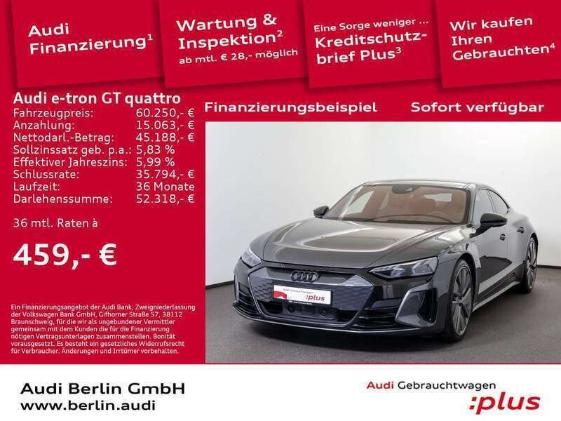 Daytonagrau perleffekt Gebraucht 2022 Audi e-tron GT quattro Ambiente Limousine | 74.500 € - Bild 1/3