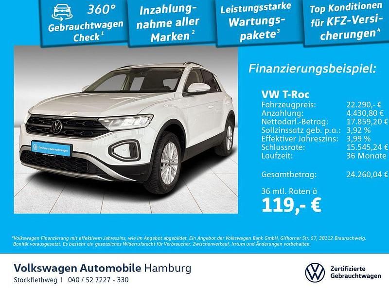 0q pure white Gebraucht 2024 VW T-Roc Life SUV | 22.290 € (Fairer Preis) - Bild 1/3