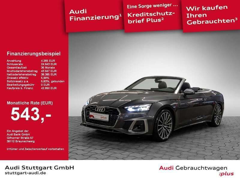 Grau Gebraucht 2022 Audi A5 Cabriolet S-Line Cabrio | 43.360 € (Teuer) - Bild 1/2