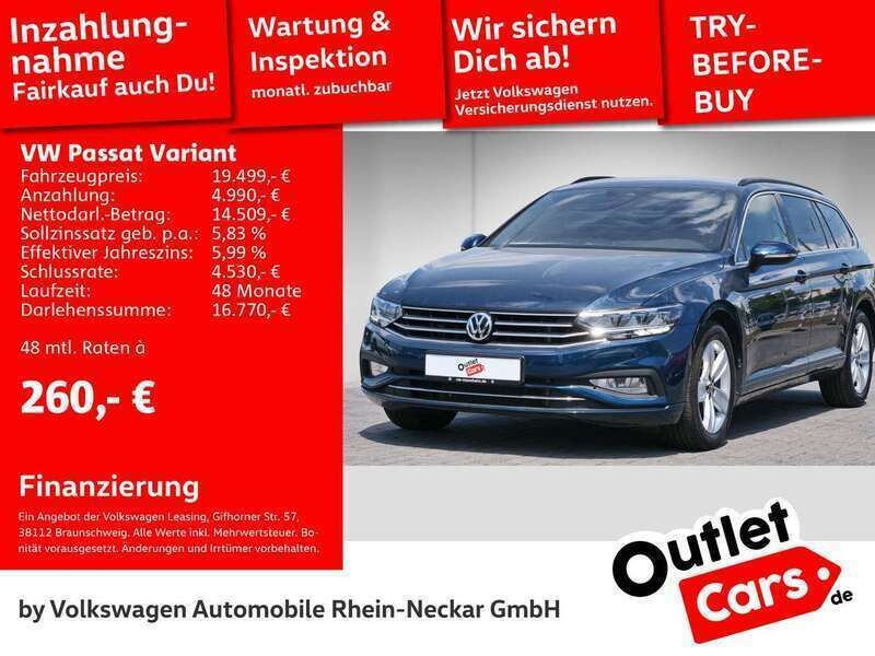 Aquamarinblau metallic Gebraucht 2019 VW Passat Business Kombi | 19.499 € (Superpreis) - Bild 1/2