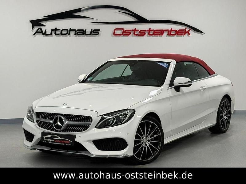 Polarweiss Gebraucht 2017 Mercedes C180 AMG line Cabrio | 23.950 € (Fairer Preis) - Bild 1/4