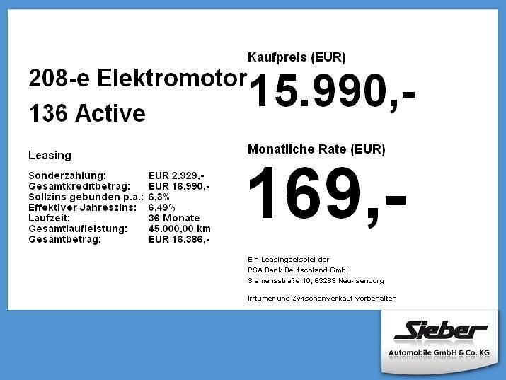 Gebraucht Peugeot e-208 Active 100 kW (136 PS) 2022 Lack gelb faro/typ aussenverkleidun Kleinwagen