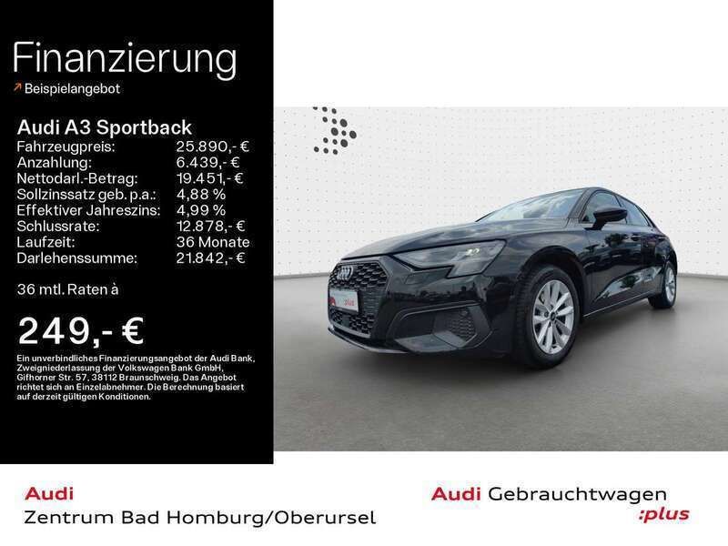 Brillantschwarz Gebraucht 2022 Audi A3 Limousine | 25.890 € (Fairer Preis) - Bild 1/4