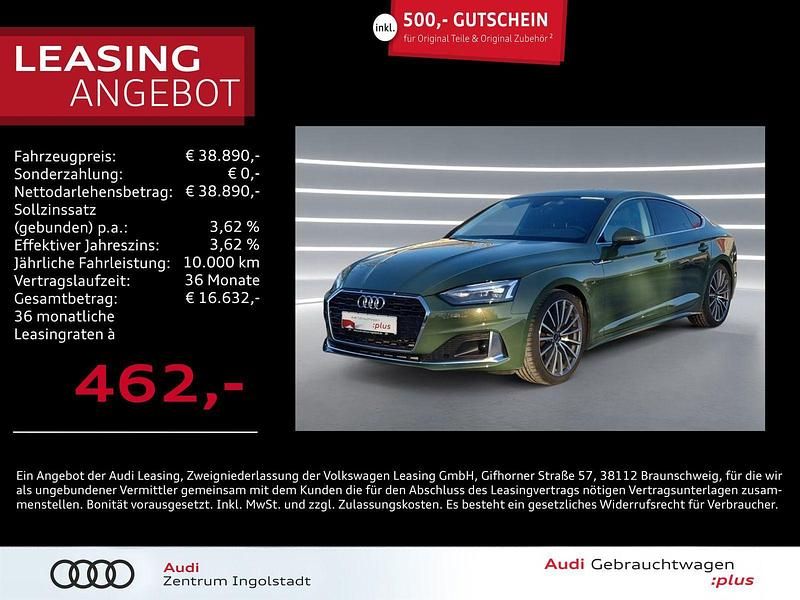 Distriktgrün metallic Gebraucht 2023 Audi A5 Sportback Advanced Limousine | 38.890 € (Fairer Preis) - Bild 1/4