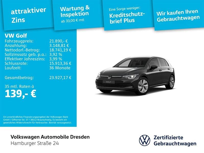 Gebraucht VW Golf VIII Style 131 PS (96 kW) 2024 Grau Limousine