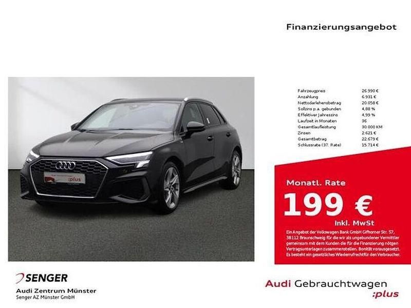 Mythosschwarz metallic Gebraucht 2022 Audi A3 S-Line Limousine | 26.990 € (Fairer Preis) - Bild 1/3