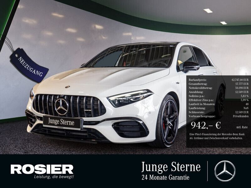 Weiss / polarweiß Gebraucht 2024 Mercedes A45 AMG Premium Plus Limousine | 62.747 € (Etwas zu teuer) - Bild 1/4