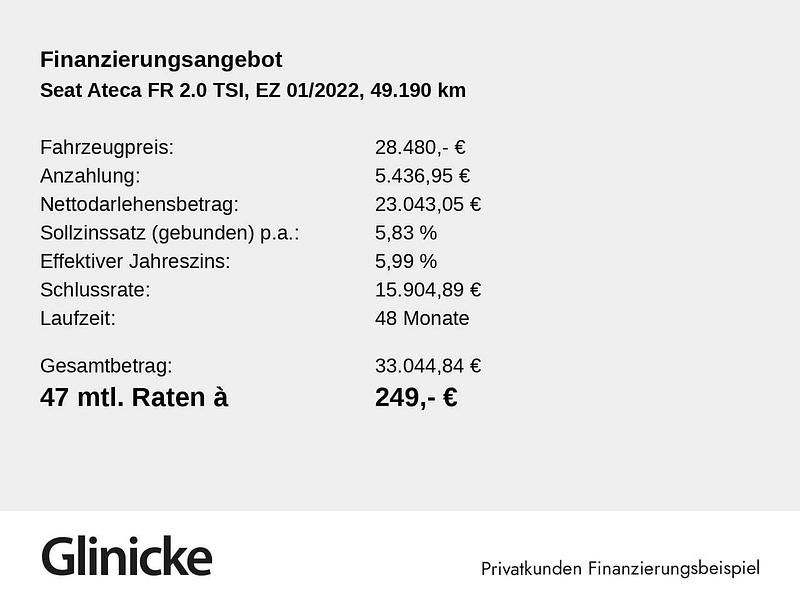 Gebraucht Seat Ateca FR 190 PS (139 kW) 2022 Magic schwarz SUV