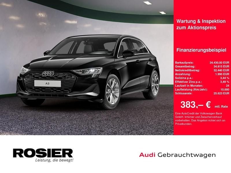 Schwarz / mythosschwarz Gebraucht 2025 Audi A3 Advanced Plus Limousine | 35.180 € (Guter Preis) - Bild 1/3