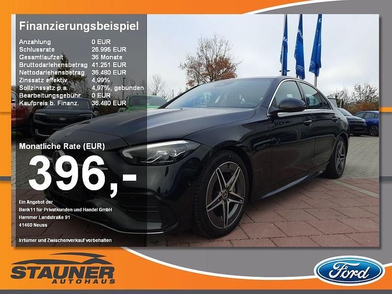 Obsidianschwarz metalliclack Gebraucht 2024 Mercedes C180 AMG line Limousine | 35.980 € (Fairer Preis) - Bild 1/4