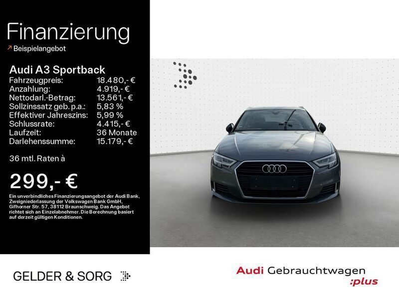 Grau Gebraucht 2018 Audi A3 Sportback Sport Kleinwagen | 18.480 € (Guter Preis) - Bild 1/1