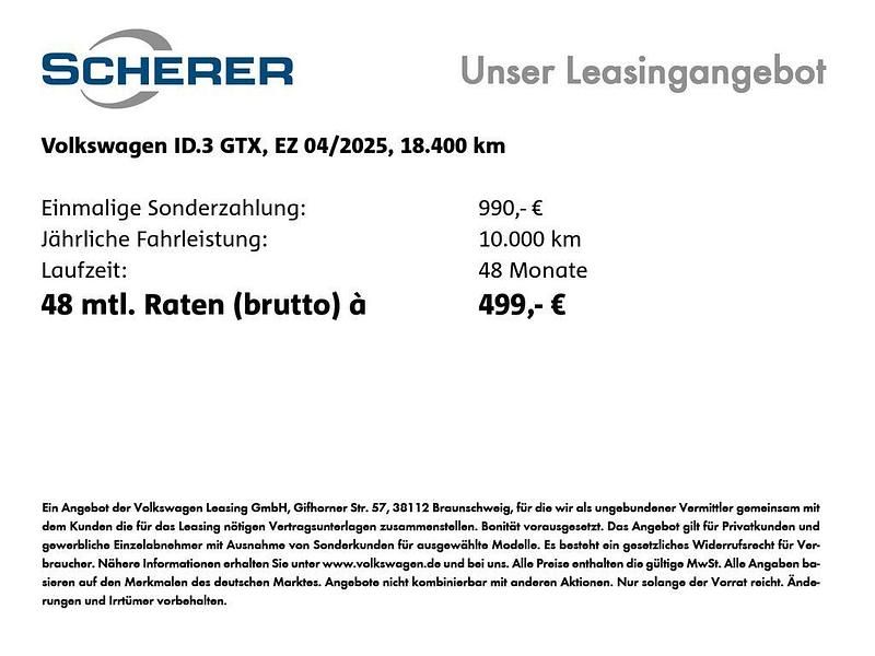 Gebraucht VW ID.3 GTX 210 kW (286 PS) 2025 Grenadillschwarz metallic schwarz (metallic) Kleinwagen