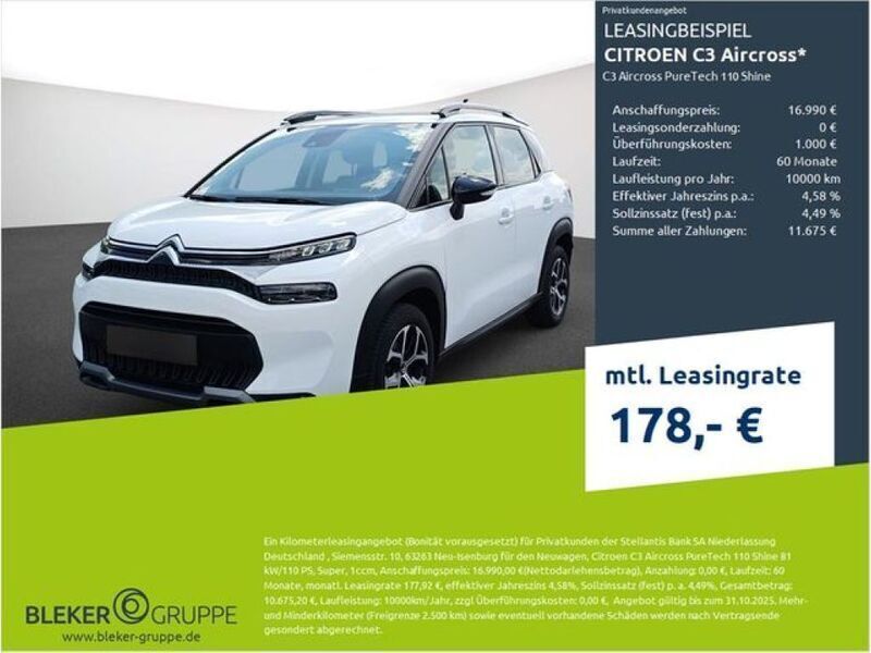 Polar weiß Gebraucht 2023 Citroën C3 Aircross PureTech SUV | 16.990 € (Superpreis) - Bild 1/3