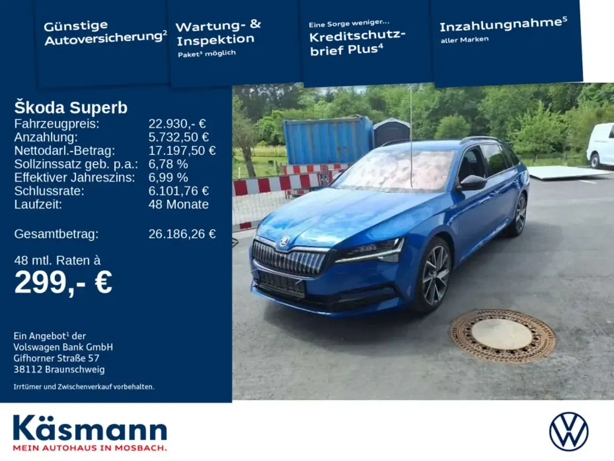 Gebraucht Skoda Superb SportLine 218 PS (160 kW) 2020 Blau Kombi
