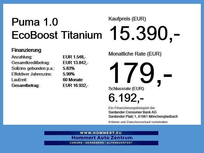 Gebraucht Ford Puma Titanium 125 PS (91 kW) 2022 Frostweiß (metallic) SUV