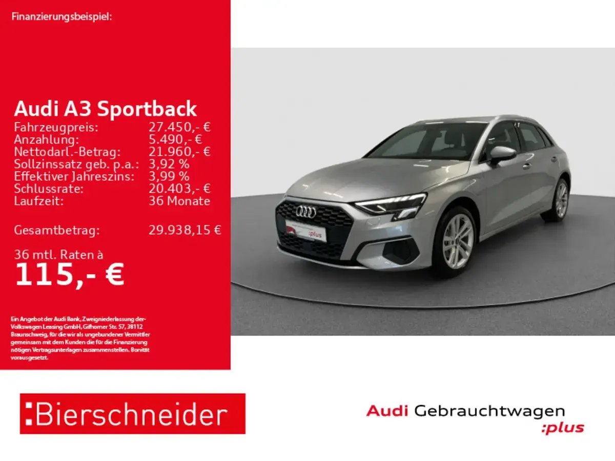 Gebraucht Audi A3 Sportback e-tron 204 PS (150 kW) 2024 Florettsilber metallic Kleinwagen