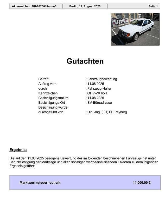 Weiß Gebraucht 1987 Mercedes 230 Limousine | 7.800 € - Bild 1/4