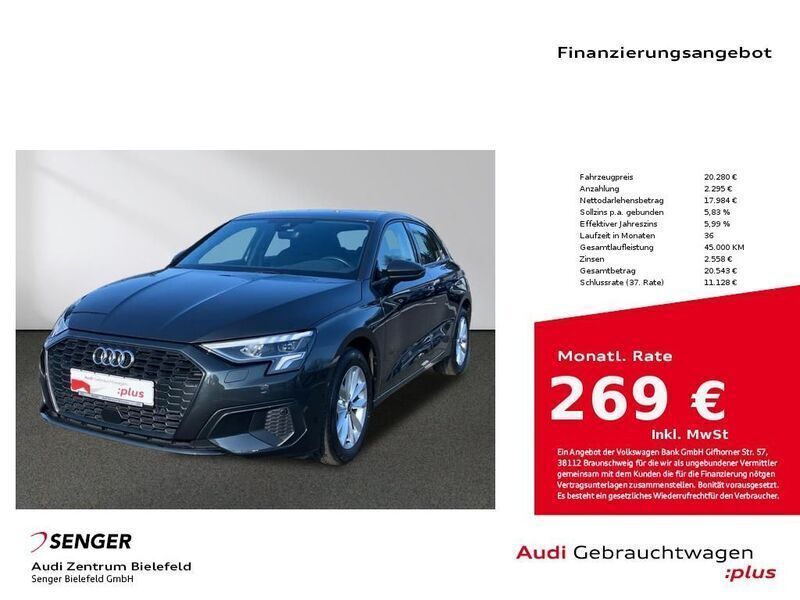 Grau Gebraucht 2022 Audi A3 Sportback Sport Limousine | 20.880 € (Guter Preis) - Bild 1/4