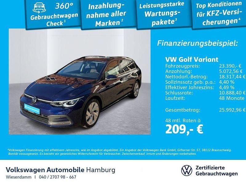 H7 atlantik blue metallic (metallic) Gebraucht 2022 VW Golf VIII Style Kombi | 23.390 € (Fairer Preis) - Bild 1/3