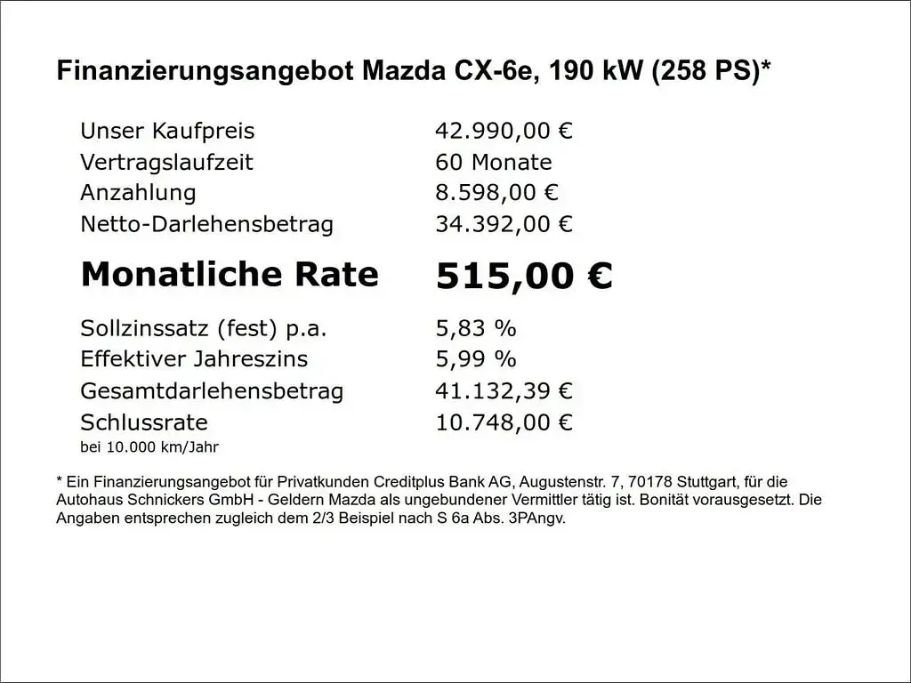 Gebraucht Mazda CX-6e Takumi-Line 189 kW (258 PS) 2026 Schwarz SUV