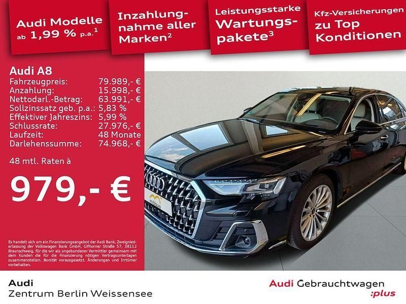 Mythosschwarz metallic Gebraucht 2024 Audi A8L Ambiente Limousine | 79.989 € (Superpreis) - Bild 1/4
