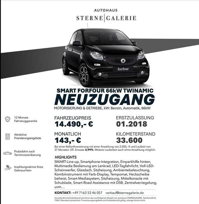 Schwarz Gebraucht 2018 Smart ForFour Limousine | 14.900 € (Etwas zu teuer) - Bild 1/2